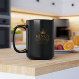 King's Lounge Black 15oz Mug — Luxury Gold Crown Coffee Cup
