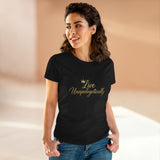 Live Unapologetically Tee | Script Gold Crown, Inspirational Feminine Shirt