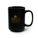 King's Lounge Black 15oz Mug — Luxury Gold Crown Coffee Cup