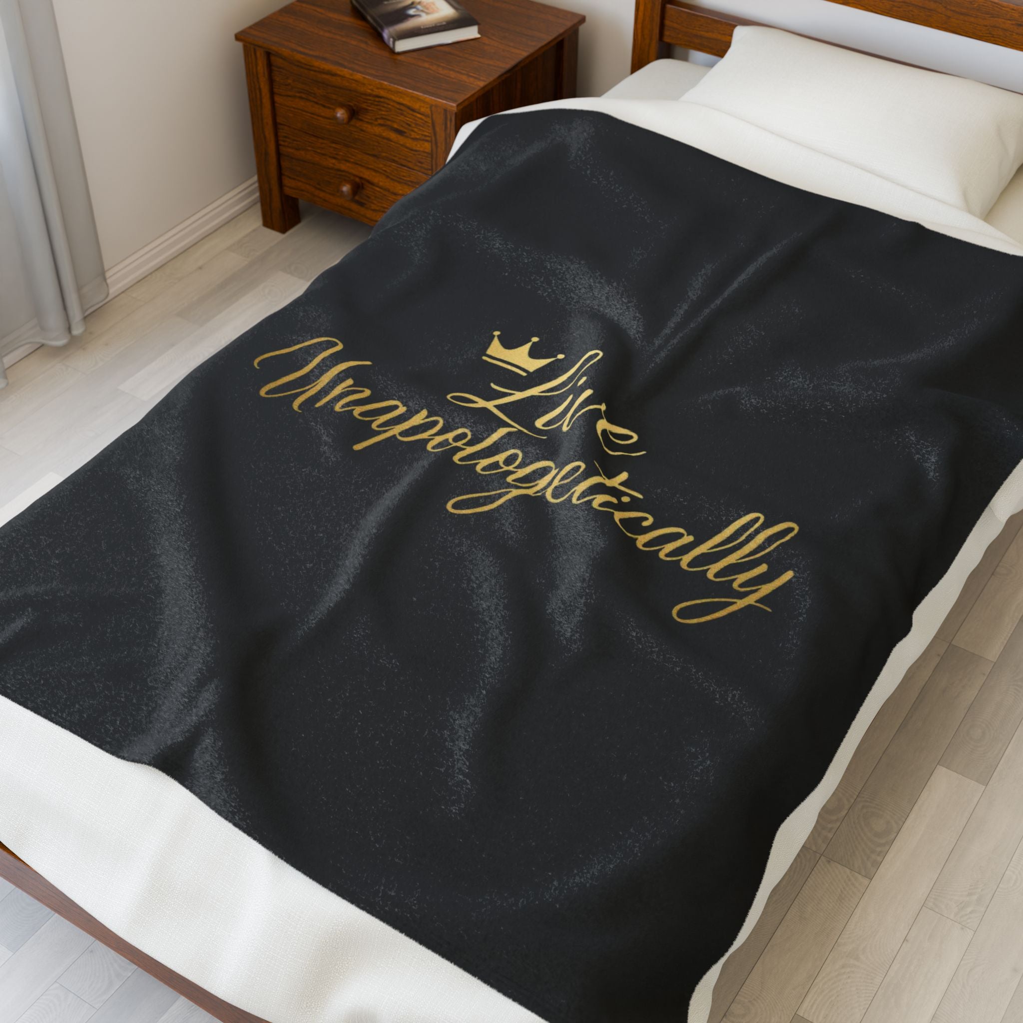 Luxurious Velveteen Plush Blanket - "Live Unapologetically" - Cozy Throw for Home, Gifts, Self-Care, Inspirational Decor, Warm Snuggles