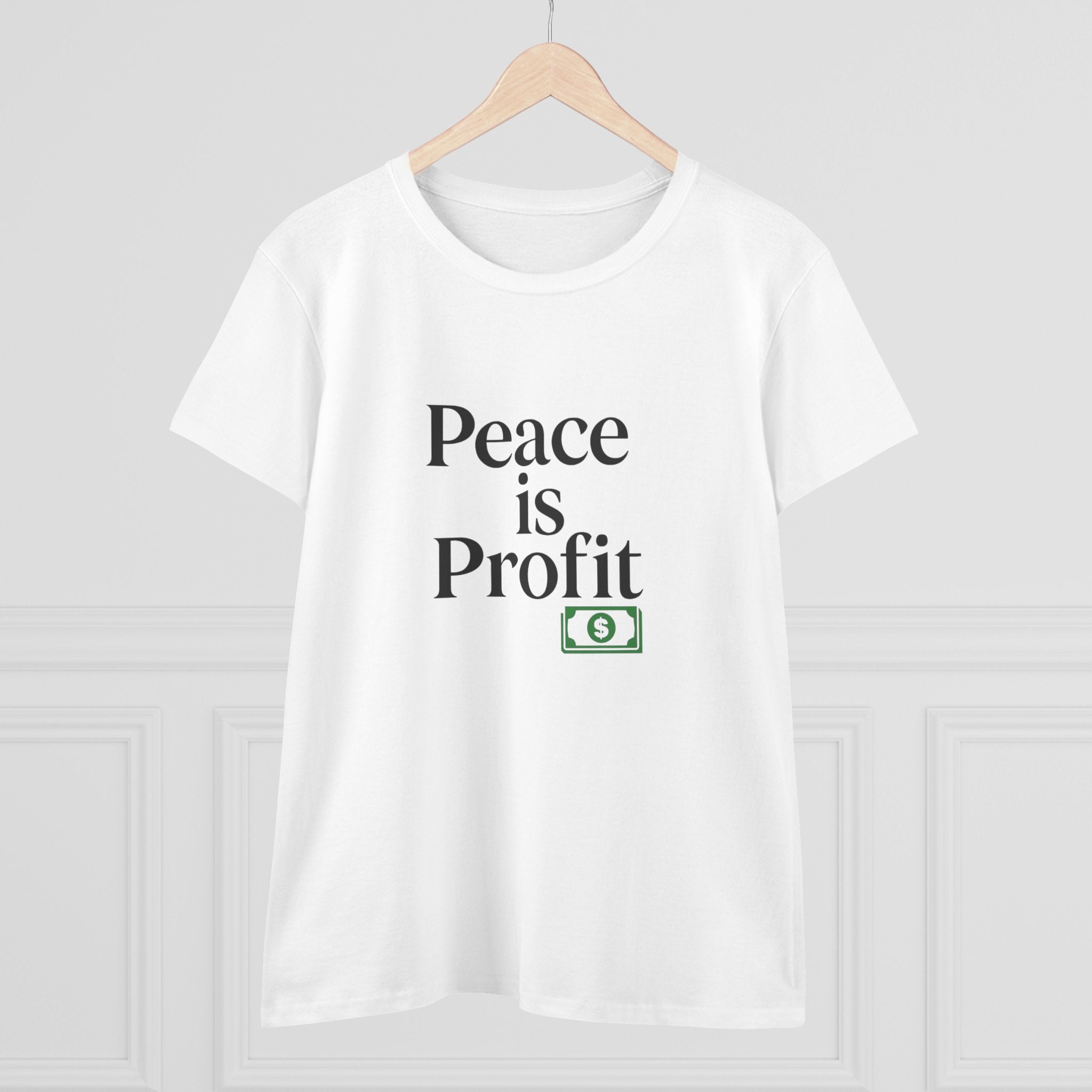 Peace is Profit Tee | Minimalist Text Shirt with Money Icon