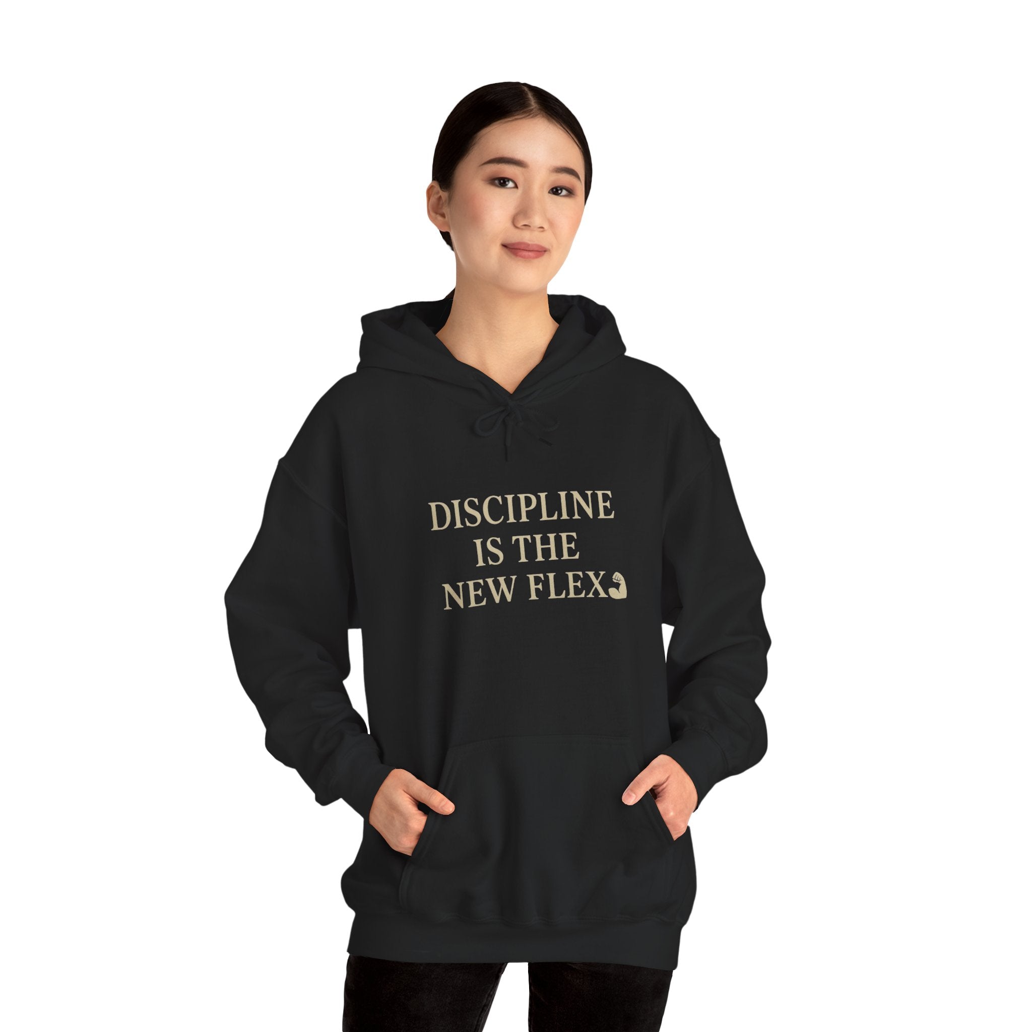 Discipline is the New Flex Hoodie, Motivational Sweatshirt, Unisex Pullover, Ideal for Fitness Lovers, Cozy Gift for Gym Enthusiasts