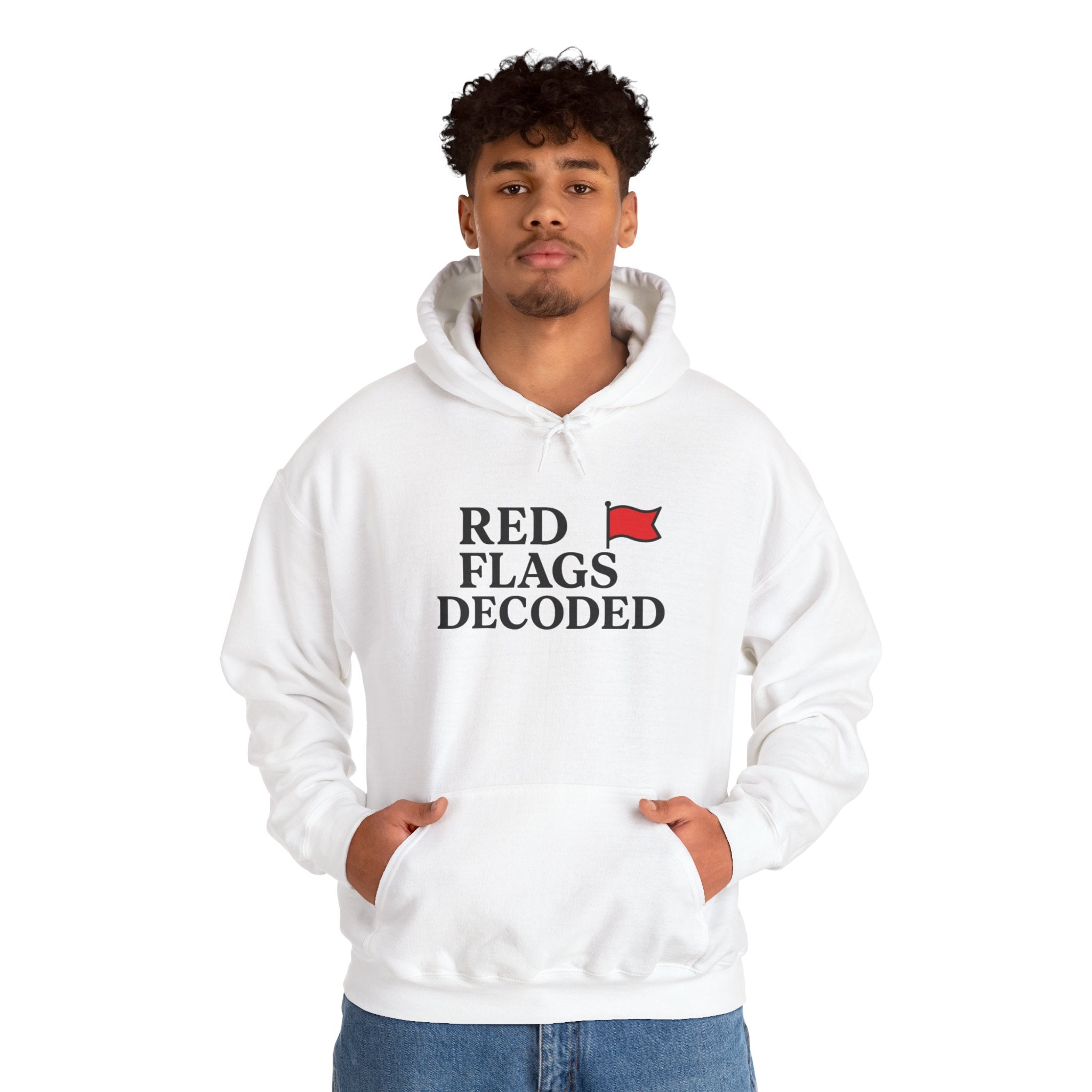 Red Flags Decoded Hoodie | Unisex Heavy Blend Sweatshirt, Funny Gift for Friends, Casual Wear, Relationship Humor, Everyday Comfort