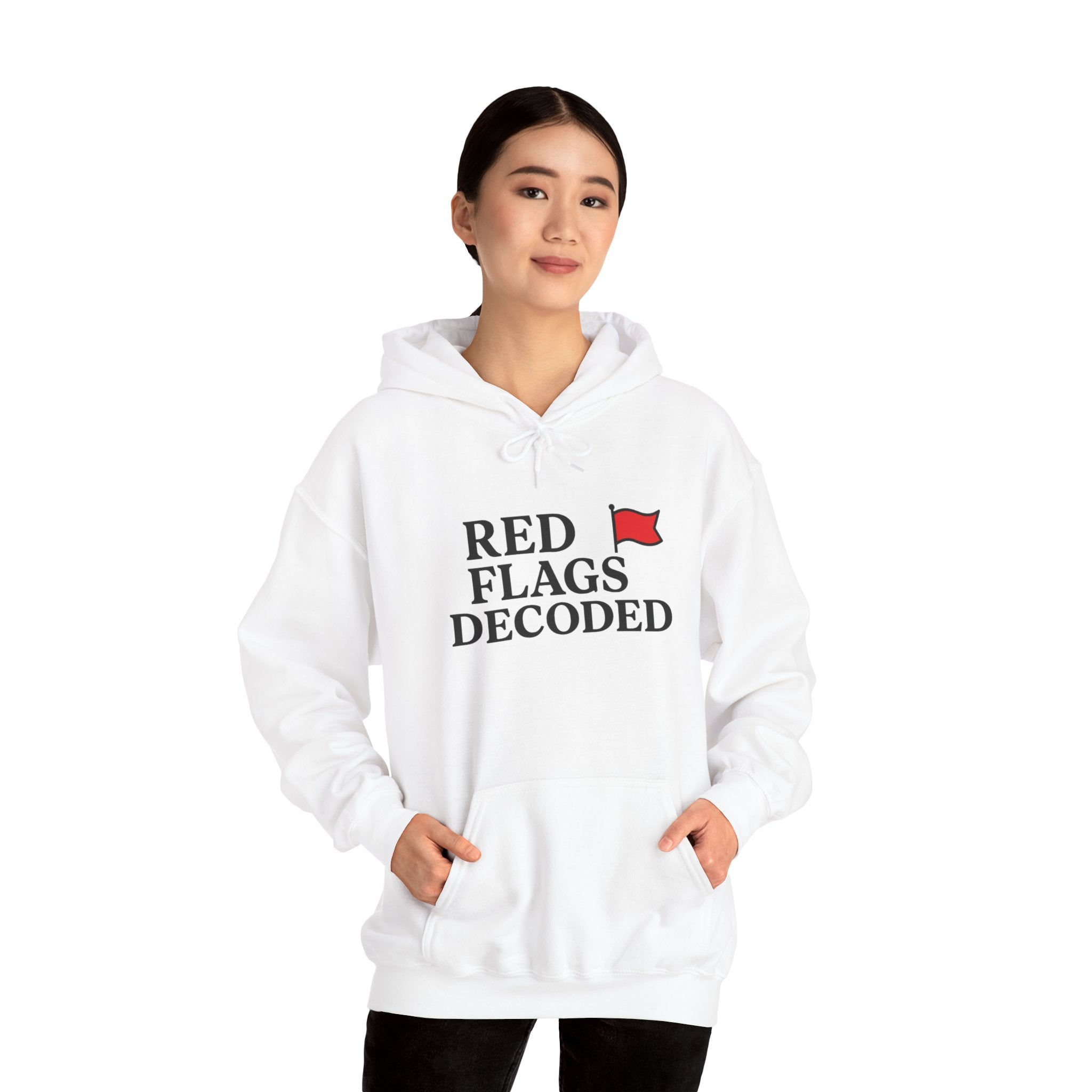 Red Flags Decoded Hoodie | Unisex Heavy Blend Sweatshirt, Funny Gift for Friends, Casual Wear, Relationship Humor, Everyday Comfort