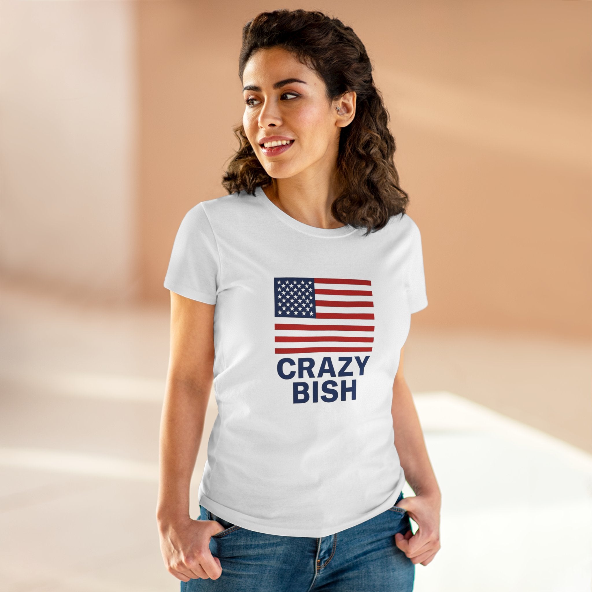 American Flag Crazy Bish Tee | Patriotic Graphic Shirt