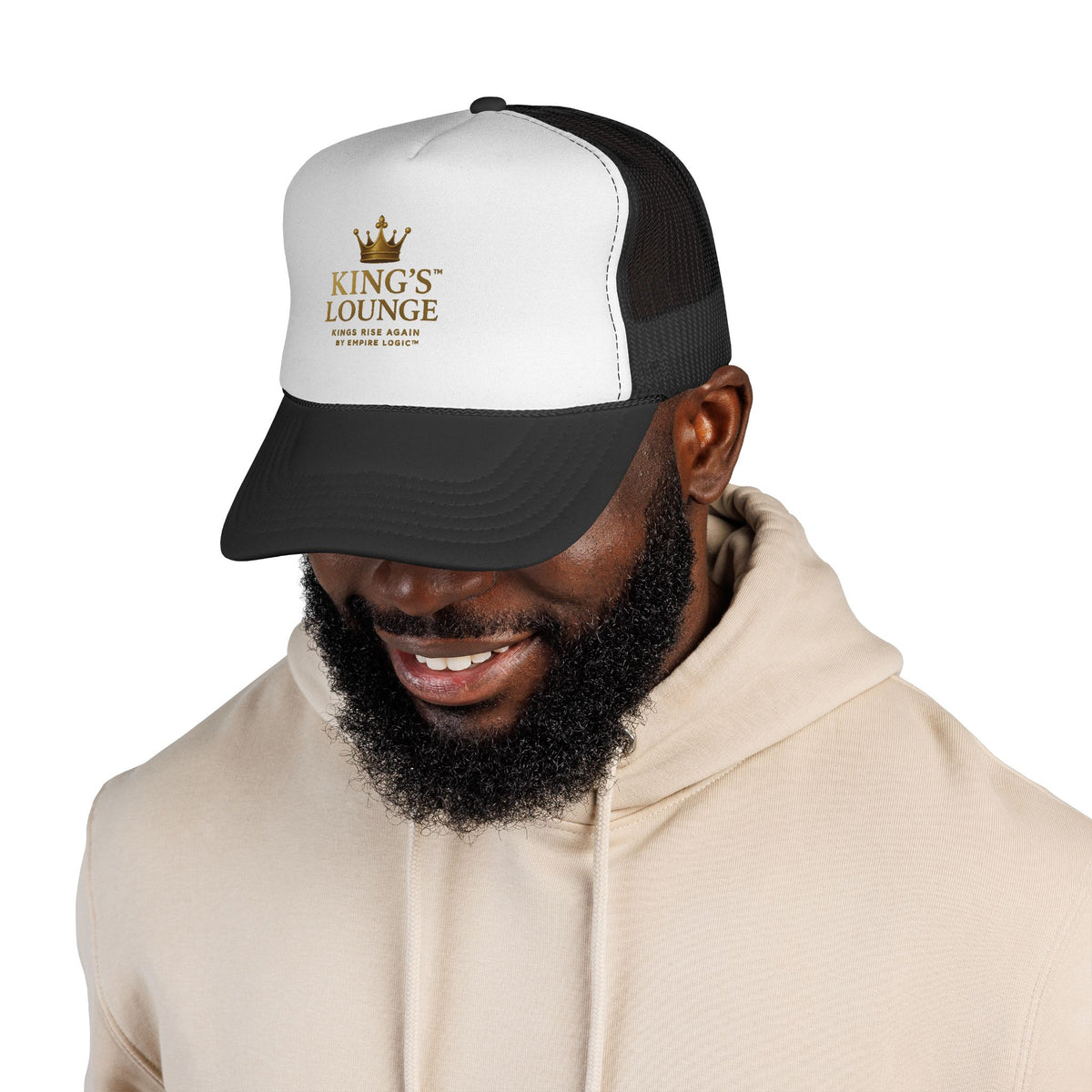 Empire Logic Kings Lounge Trucker Cap — Gold Crown Logo Mesh Hat