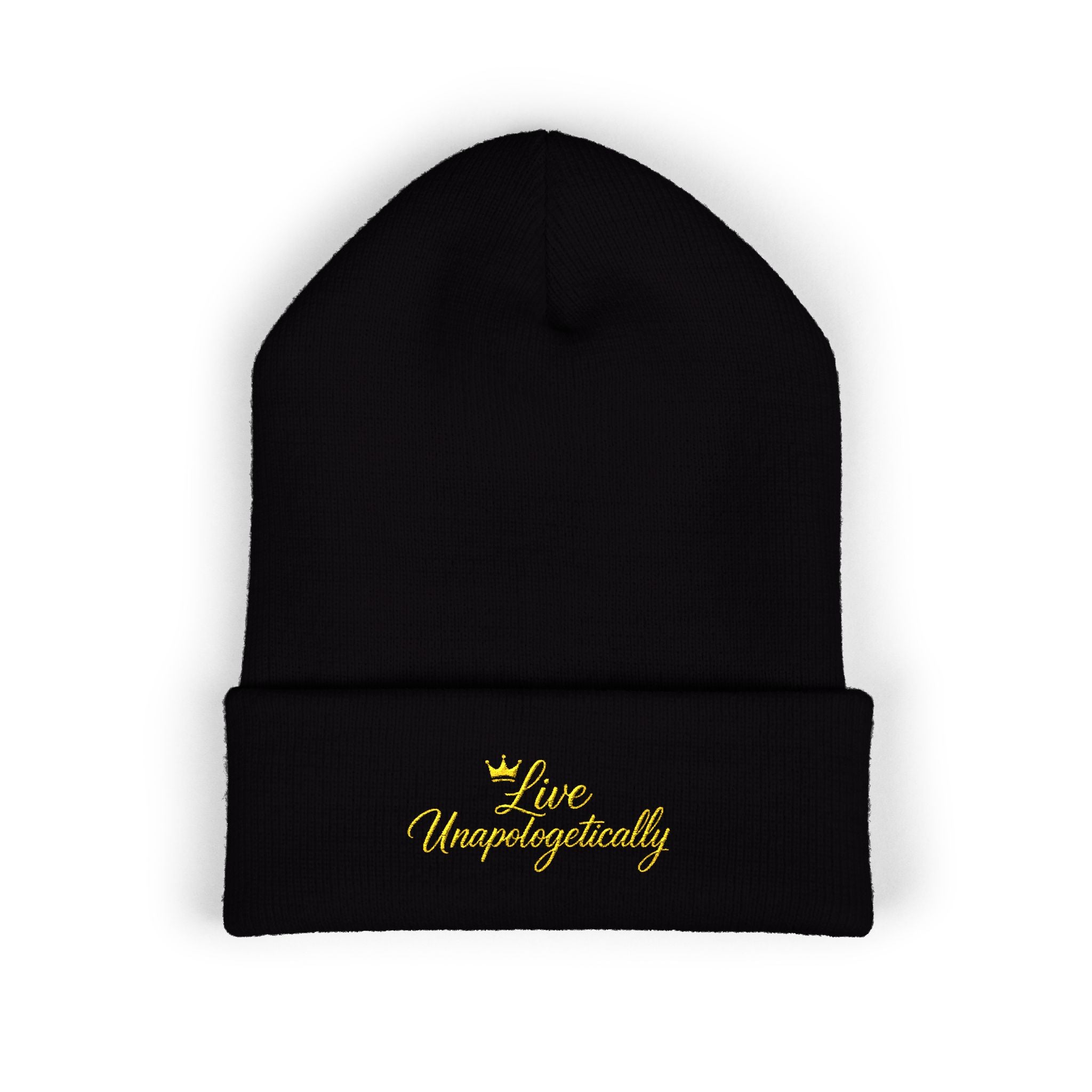 Embroidered 'Le Magnifique' Classic Cuffed Beanie — Cozy Chic Winter Hat