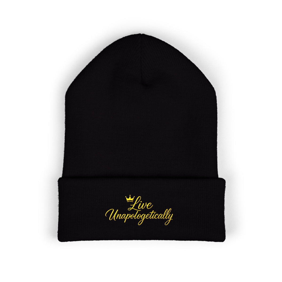 Embroidered 'Le Magnifique' Classic Cuffed Beanie — Cozy Chic Winter Hat