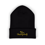 Embroidered 'Le Magnifique' Classic Cuffed Beanie — Cozy Chic Winter Hat
