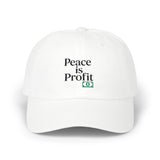 Peace Is Profit Dad Cap — White Embroidered Money & Peace Hat