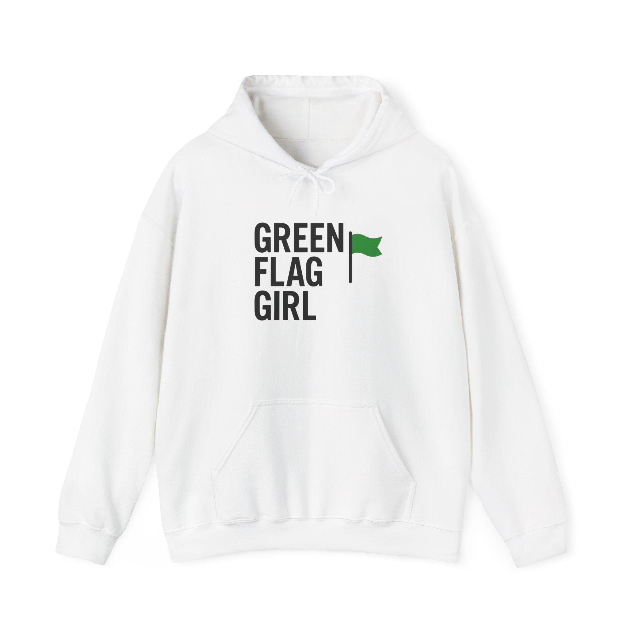 Green Flag Girl Hoodie, Unisex Heavy Blend Sweatshirt for Supportive Friends, Perfect Gift for Birthdays, Celebrations, or Everyday Wear