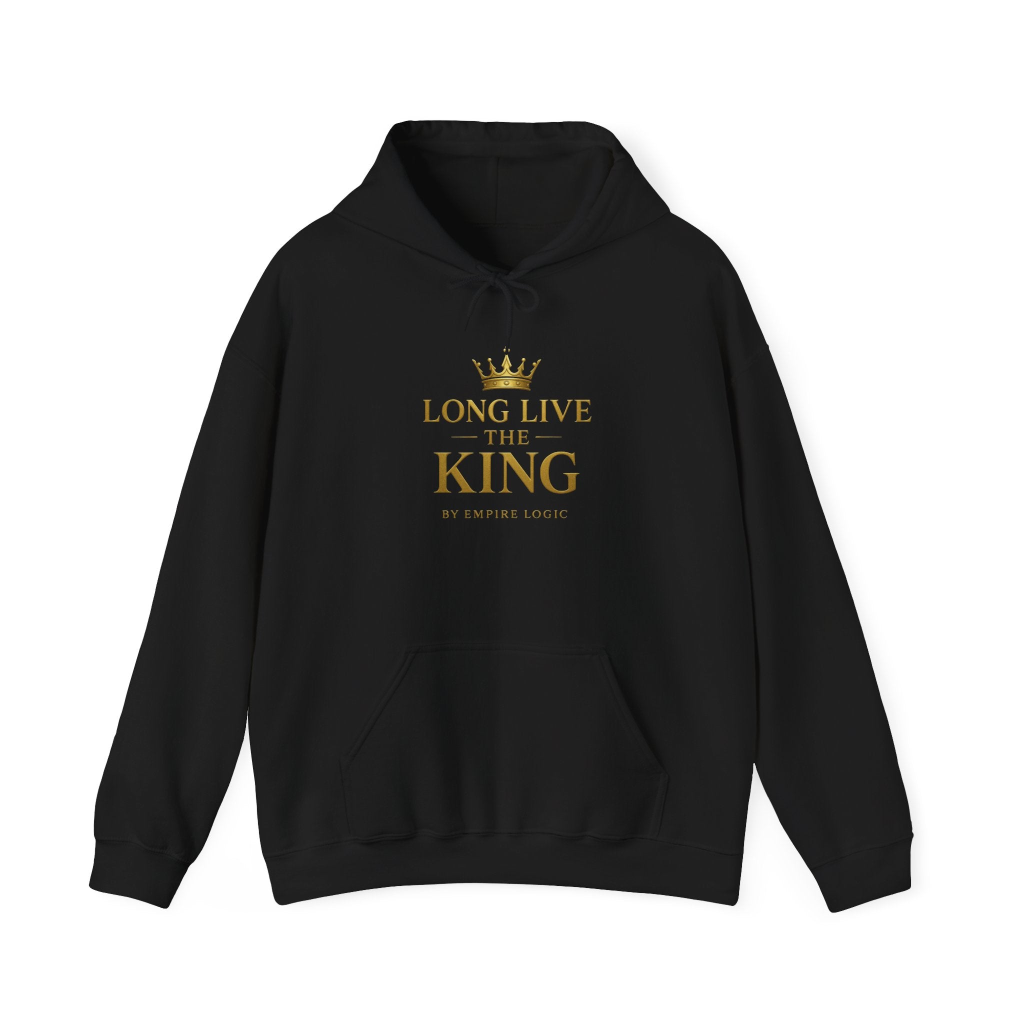 King Crown Hoodie — "Long Live the King" Gold Script Pullover