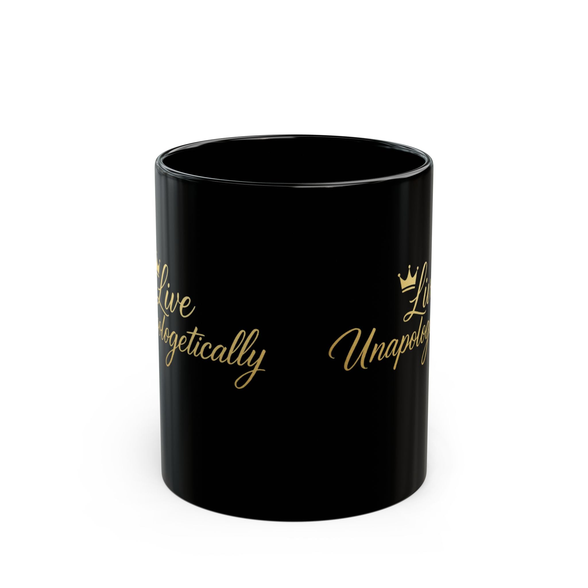 Live Unapologetically Black Mug — Inspirational Gold Script Coffee Cup (11oz, 15oz)